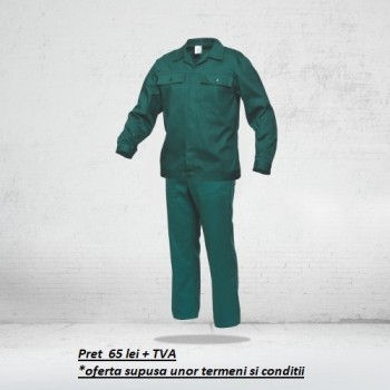 Salopeta de lucru ( set pantalon CU PIEPTAR + jacheta ) COMANDA SPECIALA - VERDE